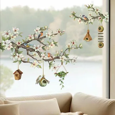 Produktbild von Weißer Blumenranken Fenstersticker Sommer Lente Glasdekor