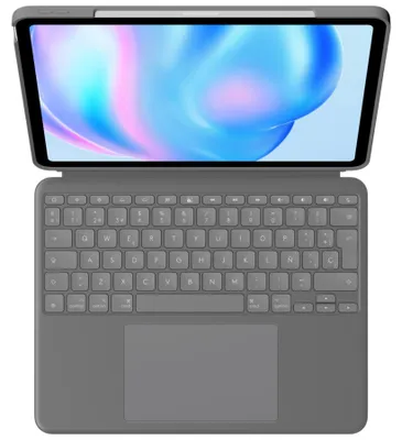 Productafbeelding van Logitech Combo Touch - Toetsenbord en foliohoes - met trackpad - met achtergrondverlichting - Apple Smart Connector - QWERTY - Spaans - Oxford Grey - voor Apple 13-inch iPad Air (M2, M3)