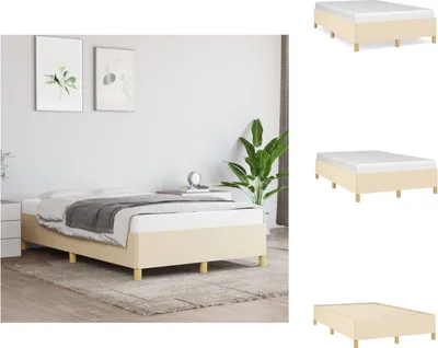Image de vidaXL Cadre de lit Crème 120x200 cm Tissu - Lits et sommiers