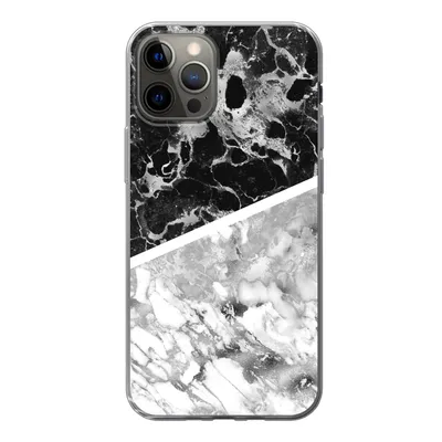 Produktbild von MuchoWow® Handyhülle Schutzhülle Hülle für iPhone 12 Pro Marmor - Schwarz - Weiß - Luxus Silikon Softcase Handy Hülle - Abdeckung
