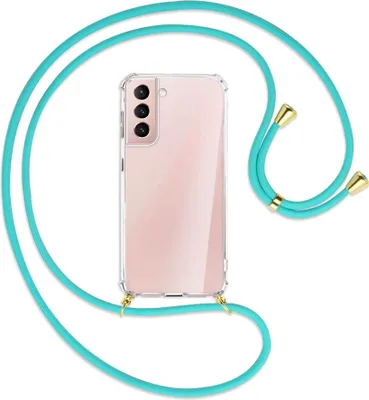 Produktbild von Handykette Backcover-Schutzhülle mit Band (Metall goldfarben) für Samsung Galaxy S21 Plus 5G - türkis