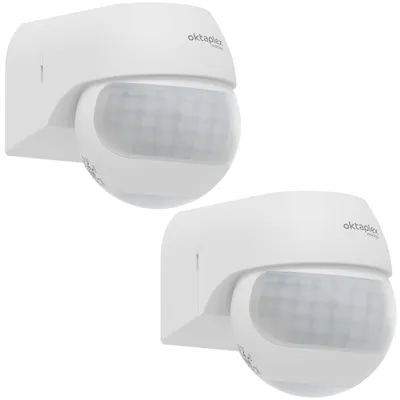 Bewegungsmelder-Set, 2 Stück, IP44, 12 m Reichweite, 180°, weiß