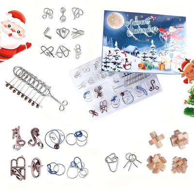 Produktbild von Adventskalender 2025, 24-tägige Weihnachtskalender, 24-tägige Holzpuzzle-Sets