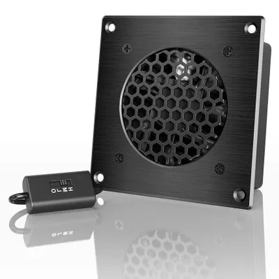 Productafbeelding van Ventilator Systeem - Stille Koeling - Apparatuur Koelen - Snelheidsregeling - 11.7 x 11.7 cm - Zwart