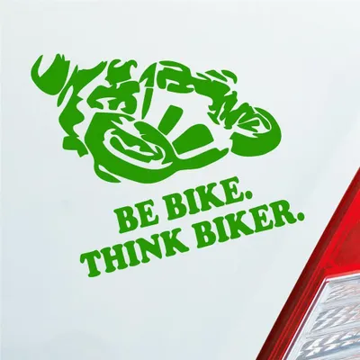 Produktbild von Auto Aufkleber Motorrad Be Bike. Think Biker. Moped Bike Mopped 10x10 cm Hellgrün Sticker Heckscheibenaufkleber