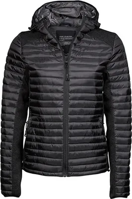 Immagine prodotto di Tee Jays 9611 | Giacca Aspen Crossover con cappuccio da donna - Colore: Nero/Nero Melange - Taglia: S
