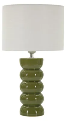 Obrázek produktu pro Stolní lampa TORR, keramika v olivově zelené barvě, stínidlo z textilu