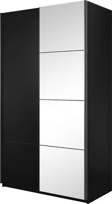 Produktbild von Masseno Schiebetürenschrank BETTINA 120 cm Kleiderschrank Schlafzimmer Schrank 2-türig mit Spiegel Schwarz