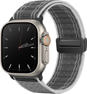 Produktbild von Smartwatch Armband für Apple Watch Ultra 1 49mm Nylon Textil Band Ersatzband Wechselband Magnetverschluss flexibel atmungsaktiv Grau