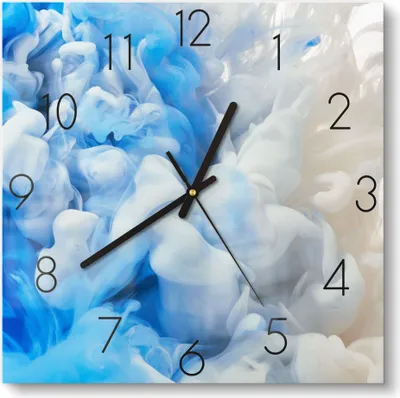 Produktbild von DEQORI Glasuhr 30x30 cm Zahlen 'Zweifarbiger Qualm' Wanduhr Glas Uhr Design leise