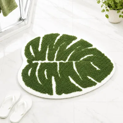 Immagine prodotto di Tappetini da bagno, 60x53 cm, in microfibra, verdi, antiscivolo, per il bagno
