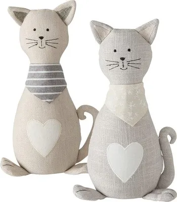 Produktbild von Türstopper Minka aus Stoff, Hellgrau Beige, 32cm Höhe, 11cm Durchmesser