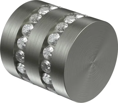 Produktbild von Interdeco Endstücke / Zierabschlüsse für Gardinenstangen mit 20 mm Ø Edelstahl-Optik, Typ Estana (Glitzerkappe), Pack. 2 Stück