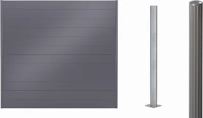 Obrázek produktu pro Alberts 500993 Zaunfeld-Set Palitio, zum Aufschrauben, Sichtschutzzaun in der Farbe umbragrau RAL 7022, Zaunlänge 8 m, Zaunhöhe 1,8 m, für Profilhöhe 150 mm