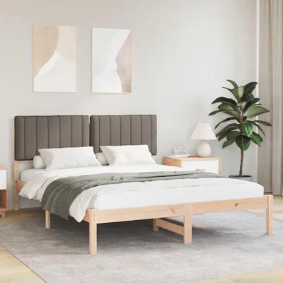 Image de Maison Exclusive - Cadre de lit avec tête de lit rembourrée Taupe 150 x 200 cm