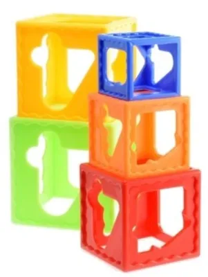 Produktbild von Motorikspielzeug Stapelwürfel 5 Stück aus Kunststoff für Kleinkinder 1-2 Jahre