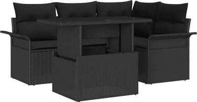 Produktbild von vidaXL Gartensofa-set 5 stk. Schwarz Poly-Rattan
