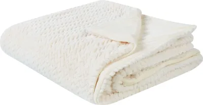 Zdjęcie produktu dla BELIANI Narzuta na łóżko biała poliester 150 x 200 cm tłoczony wzór dekoracyjna ozdobna sypialnia