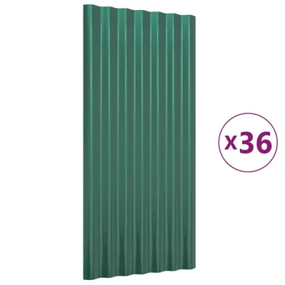 Produktbild von vidaXL Dachpaneele 36 Stk. Verzinkter Stahl Grün 80x36 cm