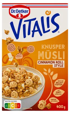 Produktbild von Dr. Oetker Vitalis Knusper Müsli Cinnamon Rolls Packung 400g