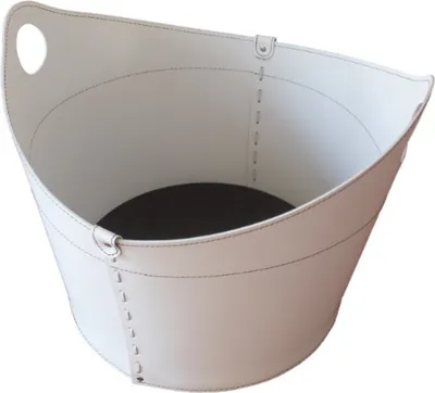 Produktbild von Runder Holzkorb  "CALA" aus Leder Farbauswahl | Weiß (white)