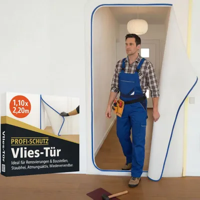 Staubschutztür Vlies mit Reißverschluss, 110 x 220 cm, PP