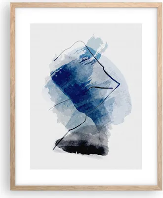 Produktbild von Gerahmtes Poster - Rahmen in heller Eiche - Blau Schwarz Abstraktion - 40x50 cm - Wand Bild - Wanddeko - Wandbilder - Kunstposter - Wandposter - Bilderrahmen - Bilder - Kunstdruck - P2NPA40x50-5058