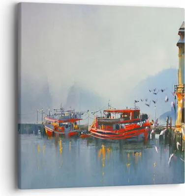Produktbild von Bild auf Leinwand - Leinwandbild - Hafen Laterne Boot - 40x40cm - Wand Bild - Wanddeko - Wandbilder - Leinwanddruck - Bilder - Kunstdruck - Wanddekoration - Leinwand bilder - Wandkunst - AC40x40-3710