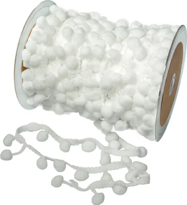 Bommelborte 25m uni Bommelgröße 10mm Pomponband Pomponborte Dekoband weiss