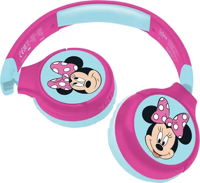 Image de Casque Bluetooth 2 en 1 pour enfants, stéréo sans fil et filaire, sécurité enfants, réglable, pliable, rechargeable, design Minnie pour garçons et filles