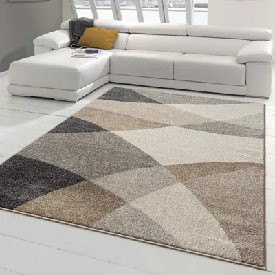 Produktbild von Moderner Wohnzimmerteppich mit abstraktem Muster grau beige Größe - 160x220 cm