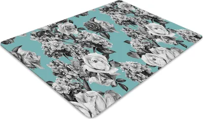 Produktbild von Stuhlunterlage Bürostuhlunterlage 120 cm x 90 cm Bodenmatte Bürostuhlunterlage - Schwarze und weiße Rosen