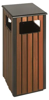 Immagine prodotto di V-Part - Contenitore per rifiuti da esterno, 36 litri - Acciaio - Aspetto legno, colore nero