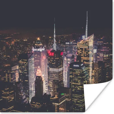 Produktbild von MuchoWow® Poster New York - Logo - Beleuchtung 50x50 cm - Wohnzimmerdekoration