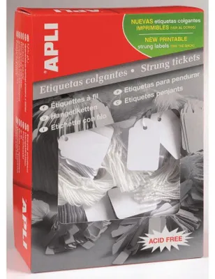 Produktbild von Apli - Hängeetikett + Kordel 9x24mm 1000 Stück