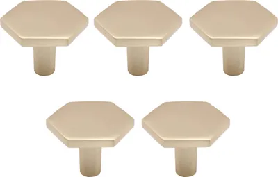 Produktbild von Natural Goods Berlin Möbelgriff HEXAGON, Möbelknopf, Schrankgriff, Knauf für Schublade und Tür, Gold, 5 Stück