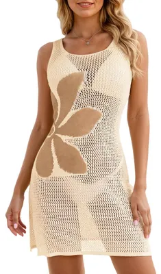 Imagen del producto de Vestido de verano con encaje - Sin mangas - Beige