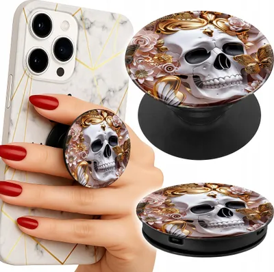 Zdjęcie produktu dla Uchwyt Do Telefonu Popsocket Na Palce/Stojak Kobiece Wzory Czaszka Motyl