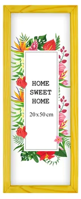Produktbild von MG Design Gelb Bilderrahmen 20 x 50 cm - Aus echtem Holz mit Acrylglas, zum Aufhängen & Aufstellen, für Fotos, Poster & Puzzle