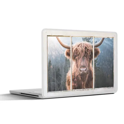 Produktbild von MuchoWow® Laptop Aufkleber Sticker Cover Highlander - Berg - Aussicht 31x22.5 cm - Laptop-Deko