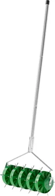 Produktbild von Rasenlüfter Aerifizierer für Rasen 45cm Breite Manuell Rasenbelüfter mit 30 Eisenspikes Gartengeräten Bodenschiene Stopfenkern, Vertikutierer Rasenspecht, Rasenpflege für Höfe Rasen |