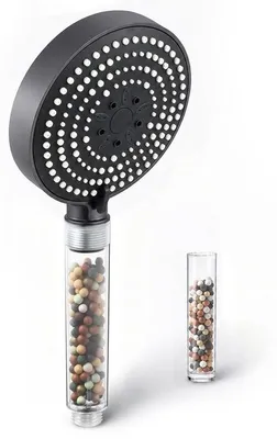 Obrázek produktu pro Sprchová hlavice s filtrem, 13 cm, matná černá barva, 6 druhů proudů, úspora vody