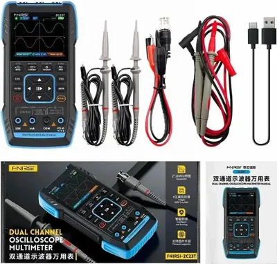 Obrázek produktu pro Přenosný digitální osciloskop s multimetrem – 2C53T, 3 v 1 – generátor signálů – dvoukanálový, 10 MHz – 50 MS/s – verze 2C53T, volitelná výbava