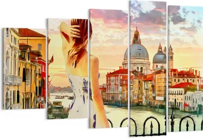 Produktbild von Bild auf Leinwand - Leinwandbild - Venedig Brücke Wasser - 150x100cm - Wand Bild - Wanddeko - Leinwanddruck - Bilder - Kunstdruck - Wanddekoration - Leinwand bilder - Wandkunst - EG150x100-3495