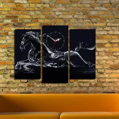 Produktbild von Opviq, 3PATCS- CLA2652, Bunt, Wanduhren, 66 x 45 cm, 100% Wildleder -Leinwand