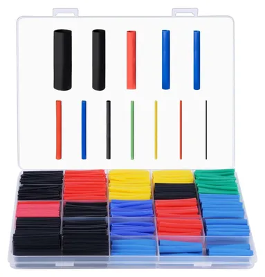 Immagine prodotto di Guaina termorestringente set - 800 pezzi - Ø da 1 a 13 mm - 12 misure - 5 colori - Rapporto di restringimento 2:1