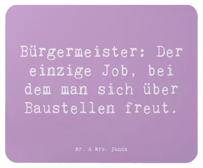 Produktbild von Mr. & Mrs. Panda Mauspad Spruch Bürgermeister Freude - Lavendeltraum - Geschenk, Beruf, pc mousepad, mausunterlage, Job, Berufsliebe, handgefertigte Geschenke, Mouse Pad