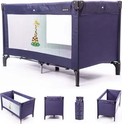 Produktbild von Zekiwa Kinder Reisebett -mit Transporttasche- Kinderbett 125 x 65 cm, Klappbett bis 15 kg, Reisebett, Rausfallschutz Bett + Faltboden