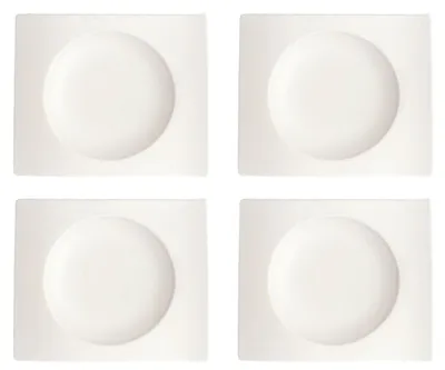 Imagen del producto de Villeroy & Boch, juego de 4 platos hondos NewWave, para sopa, porcelana premium, color blanco, referencia 1025252528