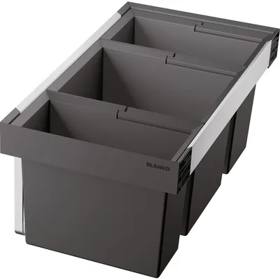 Abfallsammler 80 cm, 3 Eimer 30/19/16 L, schwarz